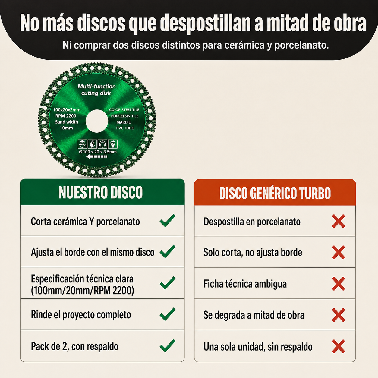 DISCO DE DIAMANTE DE CORTE CERAMICA x2 - ID26611 — vista 2