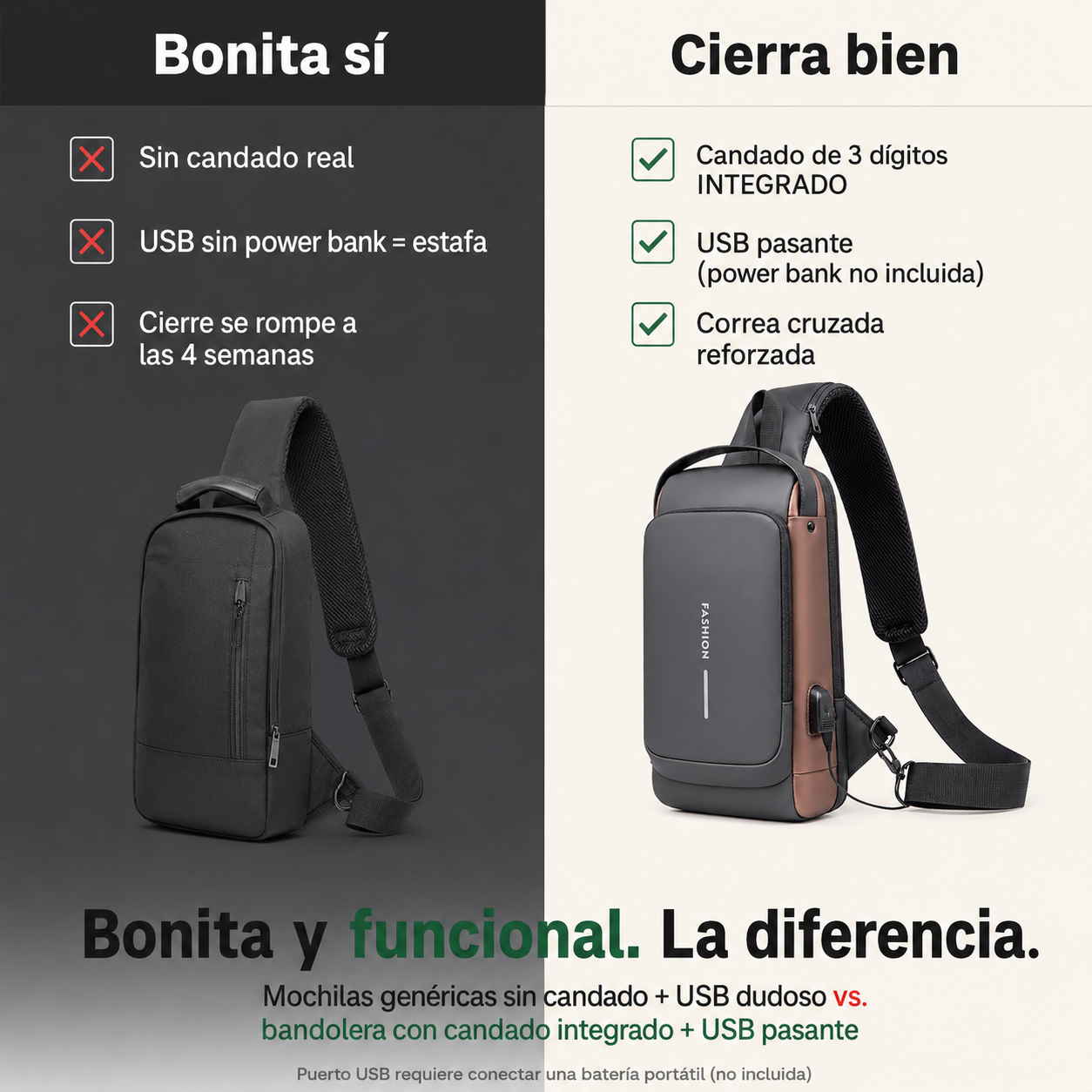 Mochila Antirrobo con USB Impermeable — vista 2