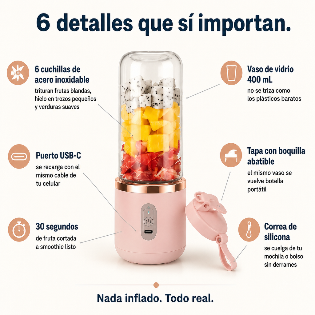 Licuadora Portátil con Vaso Mezclador — vista 3