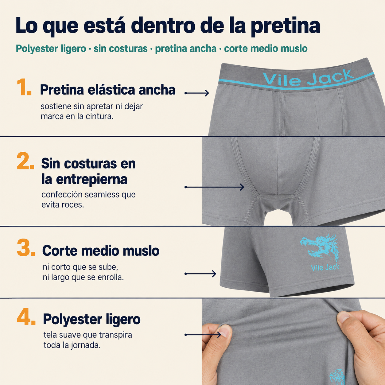 Bóxer Caballero Paquete De 12 Pz Microfi — vista 3