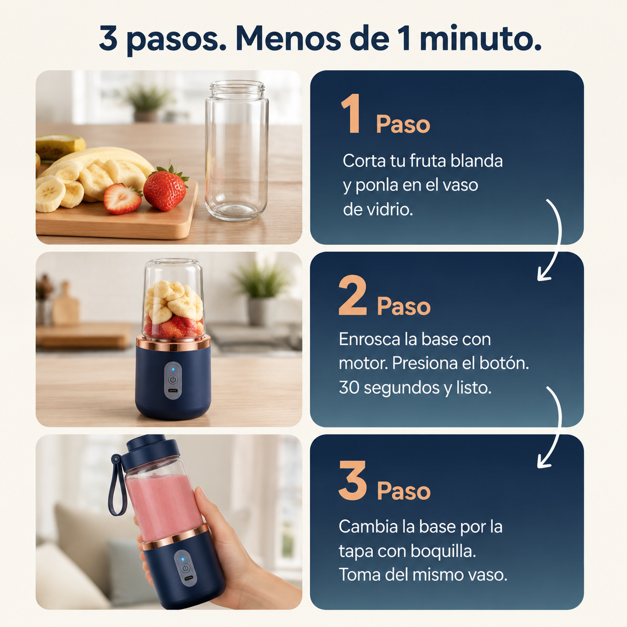 Licuadora Portátil con Vaso Mezclador — vista 4